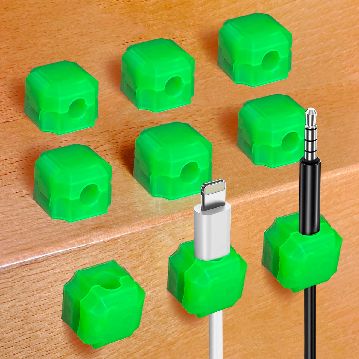 9-Piece Magnetic Cable Clips (Glow Green)
